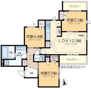 プランドール南流山【3階】の間取り
