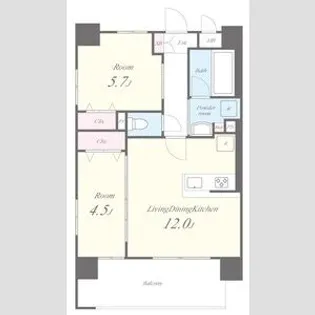グレースリバー中之島【2階】の間取り