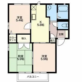 アサナ アルカディア B【2階】の間取り