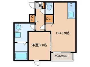 エクシア福大駅前A【2階】の間取り