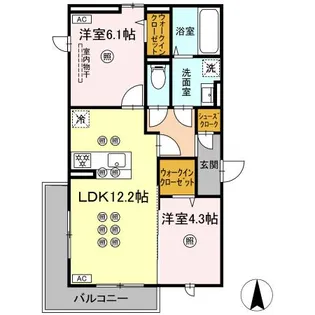 岡山県岡山市北区西崎1【アパート】の間取り