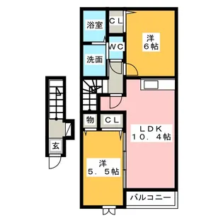 ウィスタリアII【2階】の間取り