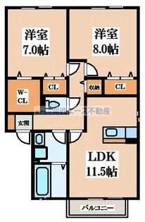 グラン・シャリオ萱振B棟【1階】の間取り