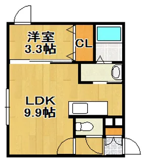 北海道恵庭市相生町3【アパート】の間取り
