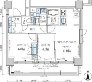 パークアクシス菊川ステーションゲート【6階】の間取り