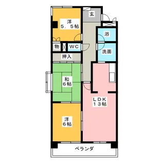 グランドール鶴里【1階】の間取り