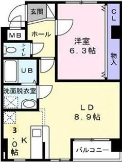 東仙台レジデンス弐番館【3階】の間取り