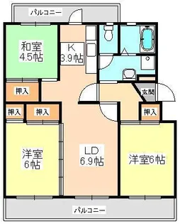 クロノス10佐世保黒髪B棟【2階】の間取り