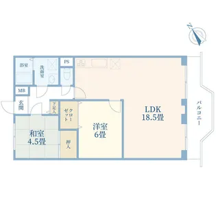 根岸ハイツ 1号棟【8階】の間取り