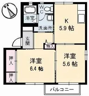 ルミエールひえづ【2階】の間取り