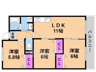 ディアコートミカサ【4階】の間取り
