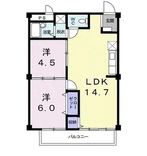 シティハイツハサマ【2階】の間取り