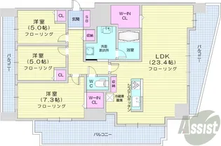 プレミスト植物園北2条【13階】の間取り