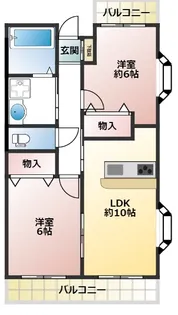 2LDKの間取り画像