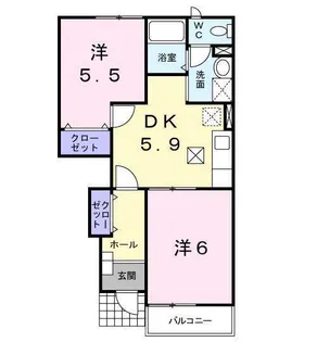 シャン・ド・フルール【2階】の間取り