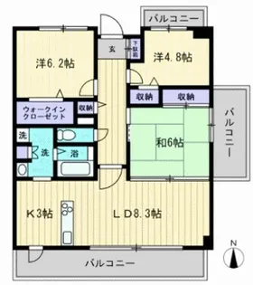 岡山県岡山市北区今5【マンション】の間取り