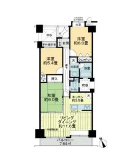 ライオンズガーデン武蔵関公園弐番館【3階】の間取り