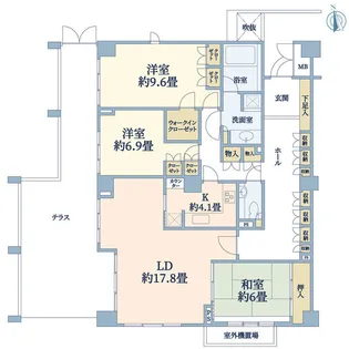 パーク・コート瀬田【1階】の間取り