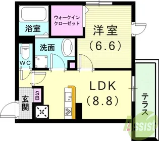 YKメゾン向陽【1階】の間取り