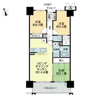 サーパス木太八坂通り【9階】の間取り