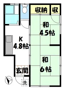 カミヤ荘【1階】の間取り