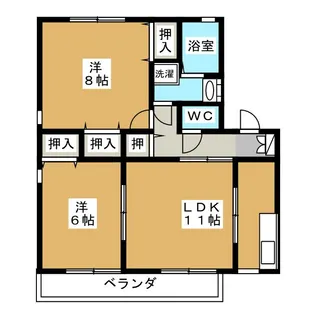 シャン・ド・フルールC【2階】の間取り