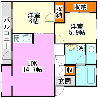 コーモド桜ヶ丘A棟【3階】の間取り