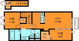 ヴィルヌーブE【2階】の間取り