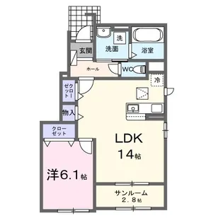 ソレイアード大原【1階】の間取り