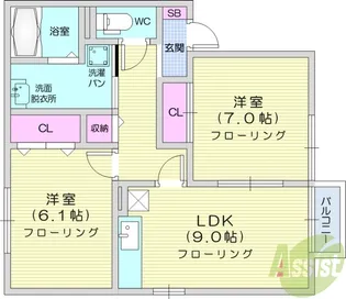 アトリオB【2階】の間取り