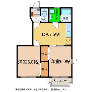 徳島県阿南市那賀川町苅屋【アパート】の間取り