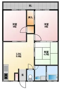 高丘ハイツ【1階】の間取り