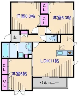 ヴューテラス寺尾の森B【1階】の間取り