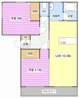 ル・シェモア【1階】の間取り