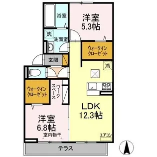 リヴィール ソワIII【1階】の間取り