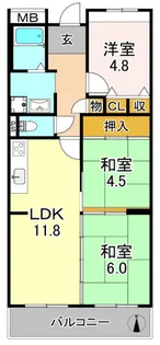 大阪府大阪市平野区長吉長原西2【マンション】の間取り