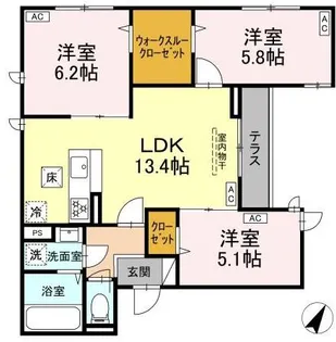 セレスティア荻窪【1階】の間取り