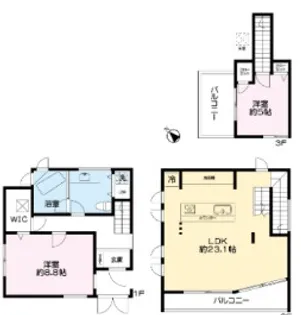 東京都渋谷区上原2【一戸建】の間取り