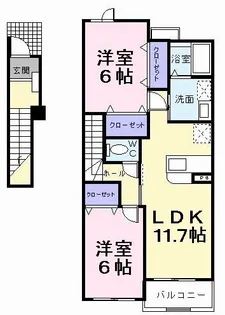 オーブ メゾン アミナ B棟【2階】の間取り