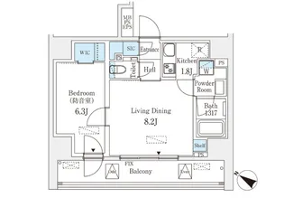 フィシオ飯田橋【12階】の間取り