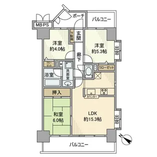 ライオンズマンション千葉みなと【3階】の間取り