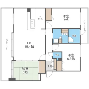 ヴェルビュ円山北6条グランステージ【3階】の間取り