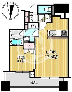 シティタワー大阪本町【15階】の間取り