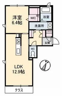 シャーメゾンタウン西阿知駅前 A棟【1階】の間取り