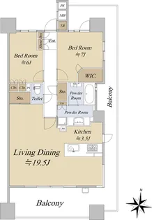 プラウドタワー久屋大通【19階】の間取り