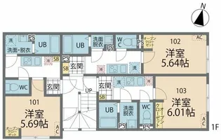 カインドネス本厚木East【3階】の間取り
