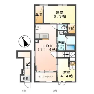 ベルライン英【2階】の間取り