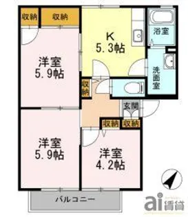 東京都清瀬市竹丘3【アパート】の間取り