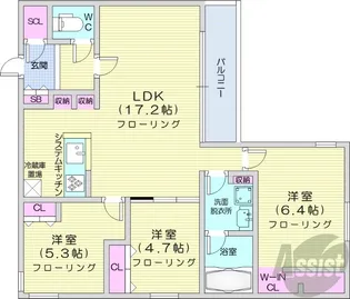 HIGH RESIDENCE YAMAHANA【2階】の間取り