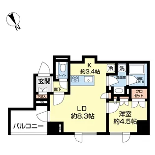 インプレスト東京八丁堀ル・サンク【8階】の間取り